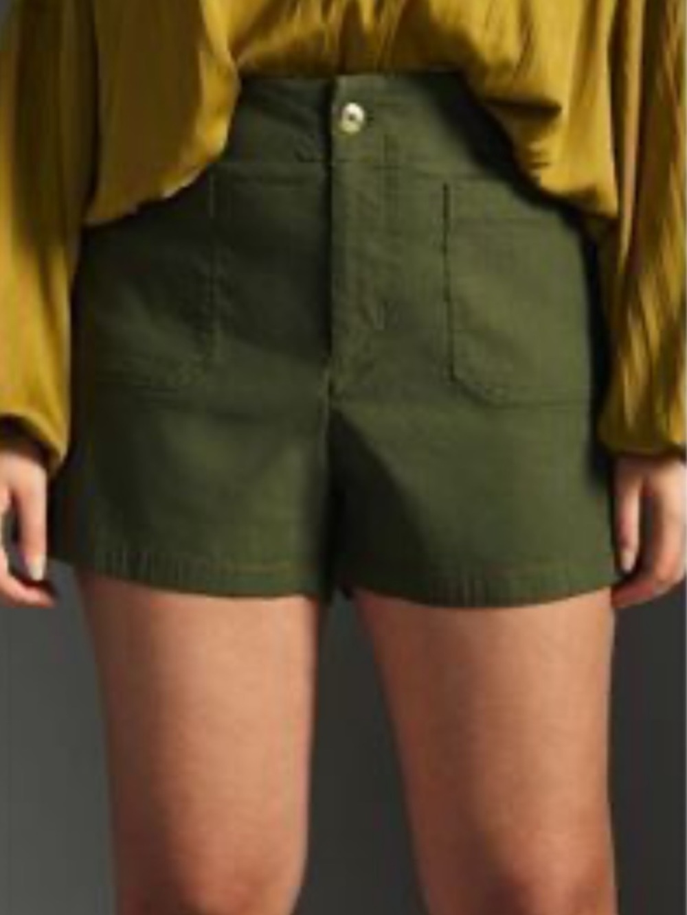 Maeve Dark Olive Green High-Waist Pocket Shorts